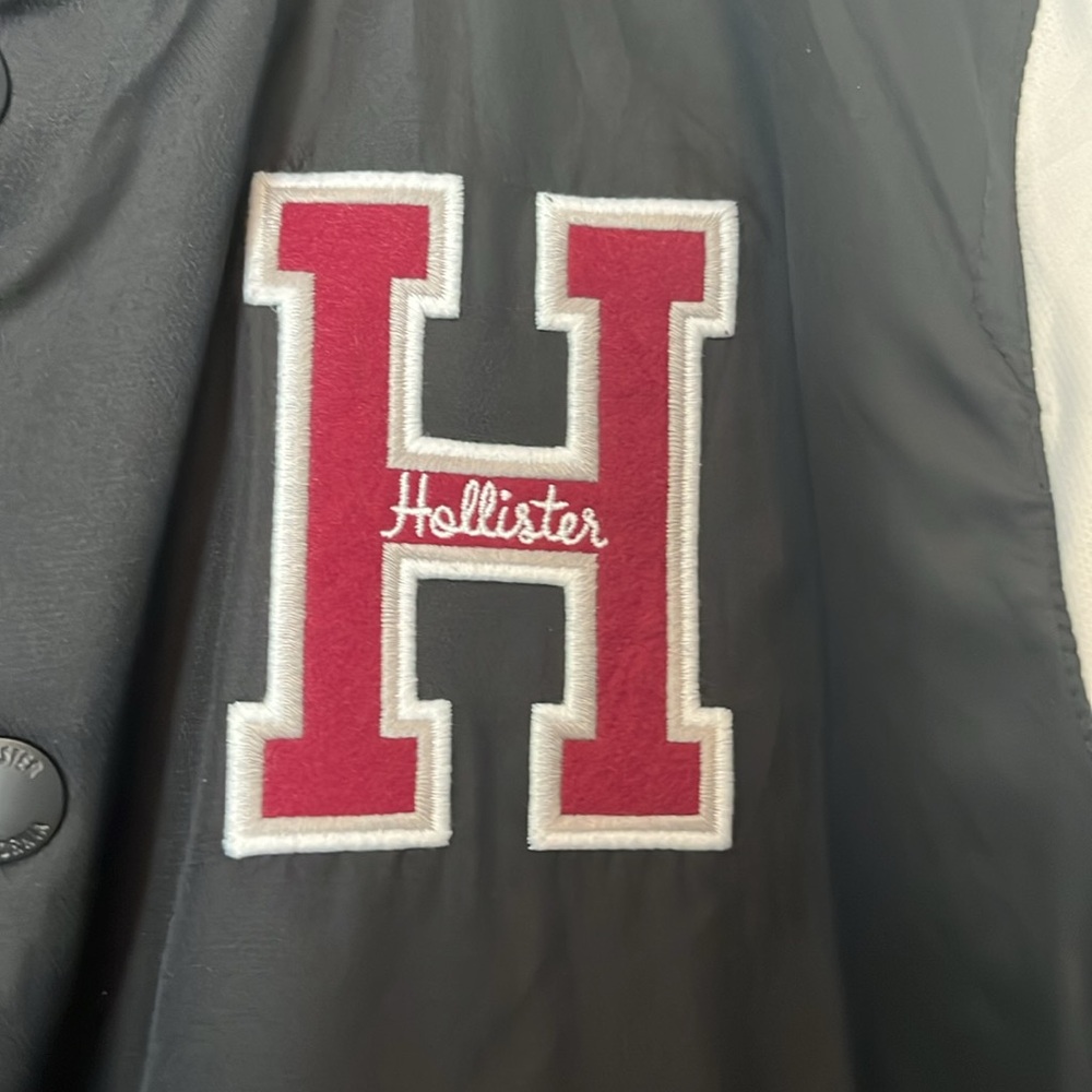 Hollister black and light grey varsity jacket. Size Small - Picture 4 of 7